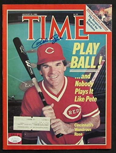 Pete Rose Dedikált augusztus 19-én, 1985-ben a TIME Magazin Cincinnati Reds SZÖVETSÉG - Dedikált MLB Magazinok