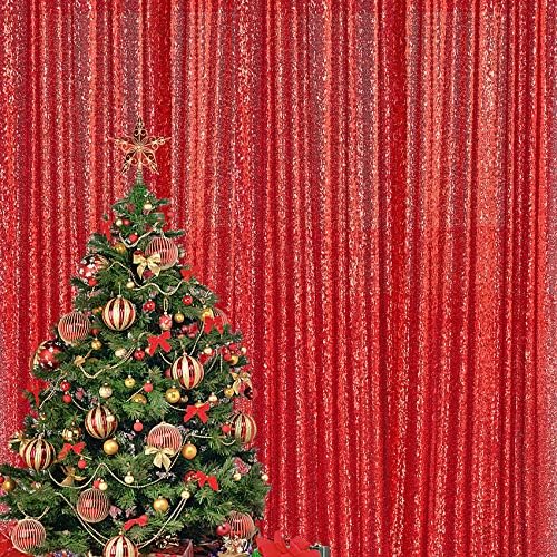 4×7 LÁB Piros Flitter Hátteret, Függöny, Fotózás Hátteret, Csillogó Függöny Szövet Hátteret Karácsonyi Esküvő Party Dekoráció