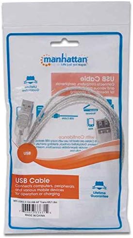 MANHATTAN 6-Láb Hi-Speed USB-Eszköz Kábel Egy Férfi/Női, Áttetsző Ezüst (336314)