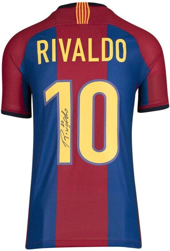 Rivaldo Aláírt Barcelona Póló - 1998-Ban, A 10-Es Számú Aláírást Jersey - Dedikált Foci Mezek