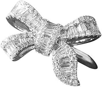 Furcsa Gyűrű Fehér Gyűrű Női Gyűrű Íj 6-11 925 Stílusú Ezüst Esküvői Drágakő Gyűrű Állat Gyűrűk Gyerekeknek (Fehér, 7)