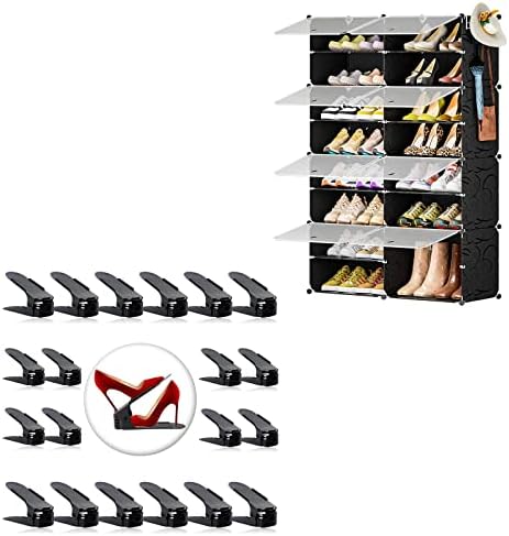 Neprock 20-Pack Fekete Cipő Slot Szervező Csomag 8-Tier Cipő Rack, Fekete