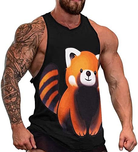 Vörös Panda Férfi Tartály Tetején Nyári Edzés Pólók Fitness Póló, Ujjatlan