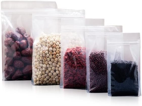 100 Nyolc oldalról lezárt, teljes átlátszó műanyag csomagolás zsák aszalt gyümölcs snack ételt önrögzítő szerv táska