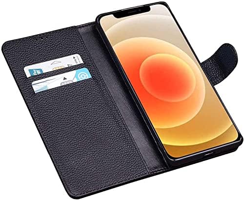 Wtukmo Apple iPhone 12 (2020) 6.1 Colos Flip Tok, Valódi Bőr Mágneses Tok Állvány Telefon Esetében Fedezi a [Card Holder]