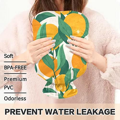 Oarencol Narancssárga Gyümölcs Zöld Levelek Forró vizes Palackot Meleg Víz Táska Fedelét, a Hideg-Meleg Borogatást 1 Liter