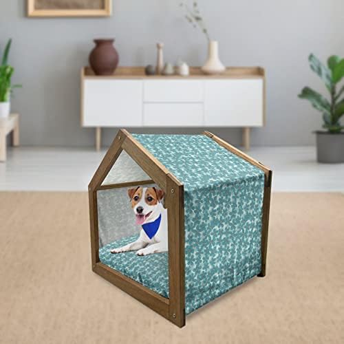 Lunarable Madár Fából készült kutyaház, Egyszerű Minta a Híres Japán Repülő Daru Nyitott Szárnyak Állat, Kerti & Beltéri