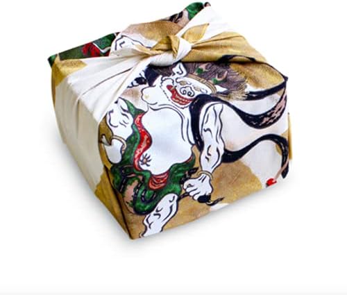 Furoshiki Hagyományos Japán Szövet ( Fujin Raijin Shoun ) - Csomagolás Ruhával Kendő - Közepes 26.77 x 26.77 cm, kéztörlő: