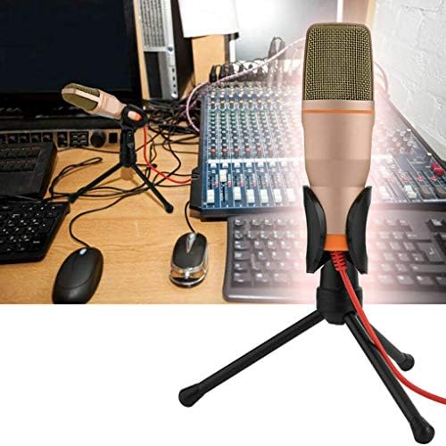 n/Kézi Mikrofon Professzionális 3,5 mm-es Jack Vezetékes Hang Sztereó Mikrofon állvánnyal Állvány Asztali PC (Szín : Fekete)