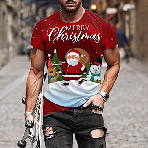 WOCACHI Férfi pólók Karácsonyi Mikulás Katona Rövid Ujjú Felsők Vicces Karácsonyi Grafikus Fél Slim Fit Muscle Tees