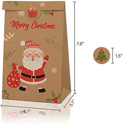 12 Karácsonyi Csomagokat Kraft Táskák Tömeges Közepes Goody Táskák Karcolás Papírt, Zsebkendőt a vendégeknek, Csomagolás,