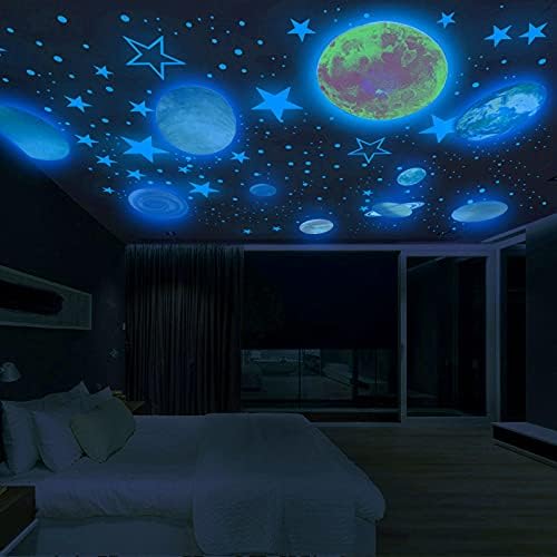 Kék Fénye A Sötét Naprendszer Fali Matricák,158 db Mennyezeti Fény, Csillag, Hold, Dekoráció, Bolygó Dekoráció a Gyerekek,