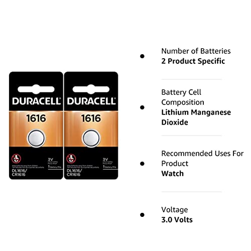 Duracell 1616 DL1616 CR1616 DL1616B2PK gombelem Óra Akkumulátor 3.0 Voltos Lítium, 2 Szám (Csomag 1)