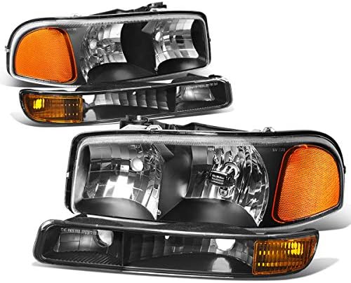 Kompatibilis GMC Sierra GMT800 4db Fekete Ház Amber Sarokban Fényszóró+Lökhárító+DRL 8 LED-es Ködlámpa