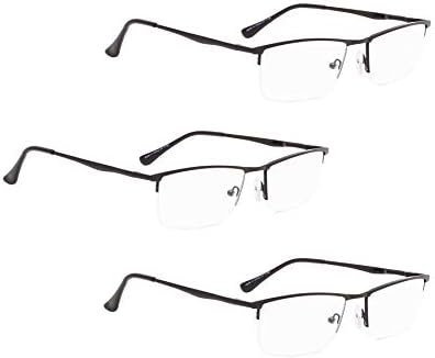 Földhasználati jogok 3 darab Fél-Fém felni Olvasó Szemüveg + 3 darab Semi-keret nélküli Szemüvege(Összesen 6 Pár Olvasók