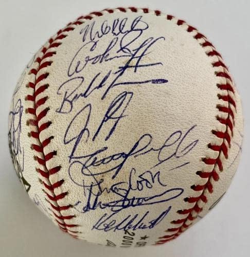 2000-ben NEW YORK METS Csapat aláírt World Series logó baseball - 34 Aláírás-PIAZZA - Dedikált Baseball