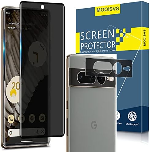 MOOISVS [2+2] A Google Pixel 7 Pro Adatvédelmi Edzett Üveg kijelző Védő fólia(2packs)+Kamera Lencséjét Védő(2packs), Ultra