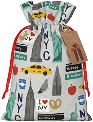 Zsinór Karácsonyi Ajándék Táskák Turista-Travel-Usa-New-York-Város Ajándék Csomagolás Zsák Karácsonyi Ajándék Csomagolás