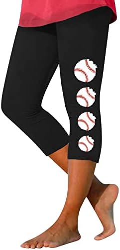 Capri Leggings a Nők Magas Derekú Baseball Nyomtatás Leggings Női Sportos Harisnya Jóga Edzés Vágott Nadrág