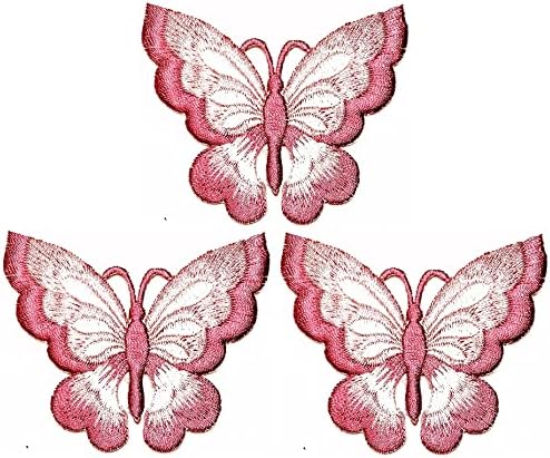 Kleenplus 3pcs. Rózsaszín Pillangó Gyerekek Rajzfilm Foltok Pillangó Aranyos Rovar Vas-On Applied Motívum Javítás Alkalmas