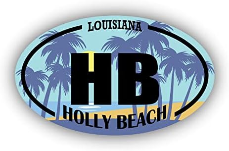 HB Holly Strand Louisiana | Strand Mérföldkő Matricák | Óceán, Tenger, Tó, Homok, Szörfözés, Evezés | Tökéletes Autó, Windows,
