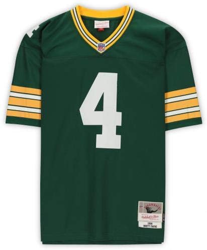 Brett Favre Green Bay Packers Dedikált Zöld Mitchell & Ness-i Replika Jersey a HOF 16 Felirat, - Dedikált NFL Mezeket