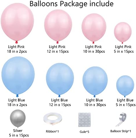 139pcs a Nemek közötti Mutatják Léggömb Garland Arch Kit Rózsaszín, Kék Lufi Ezüst Ballonok, Fiú vagy Lány Nemi Mutatják