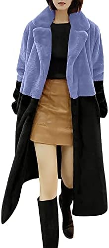 Eső Kabátok Női, Téli Hivatal Felsőruházat Női Hosszú Ujjú Encanto Teljes Hajtóka Wrap Fuzzy Kabátok Colorblock Kényelmes,