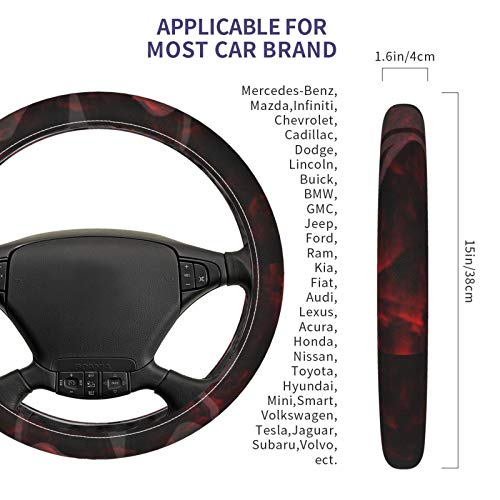 Piros Füst Koponya Luxus bőr autó kormánykerék fedél 3D honeycomb lyuk anti-slip-design, egyetemes 15 cm-piros