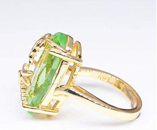 2023 Új Peridot Természetes Gyűrű Gyűrű, Esküvői Gyűrű, Drágakő Átlátszó Luxus Gyűrűk Női Gyűrű Méret 9 (E, Egy Méret)