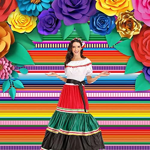 Mexikói Fiesta Téma Fél Csíkos Cinco De Mayo Papír Háttér Dekoráció Photobooth Kellékek Kellékek Nagy Banner 6x8FT