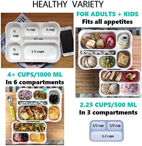 kinsho Köteg Bento Ebéd-Box Set Gyerekeknek tartalmazza Snack Konténer | 6, 3 Rekesz (Nagy + MINI 2 csomag Lila & Egyszarvú)