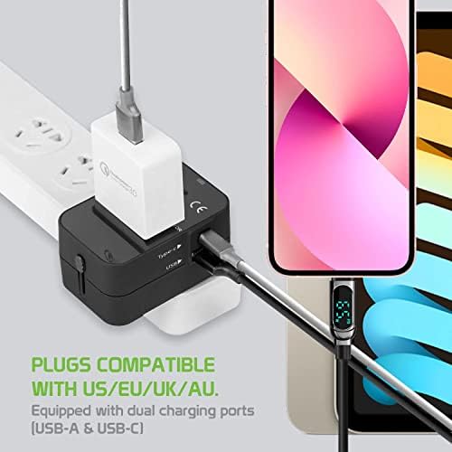 Utazási USB Plus Nemzetközi Adapter Kompatibilis a Philips S396 a Világszerte Teljesítmény, 3 USB-Eszközök c típus, USB-A
