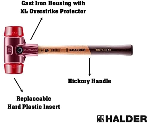 Halder USA - Simplex a Kalapácsot Piros-Acetát Műanyag Betétekkel (3006.05), 50mm