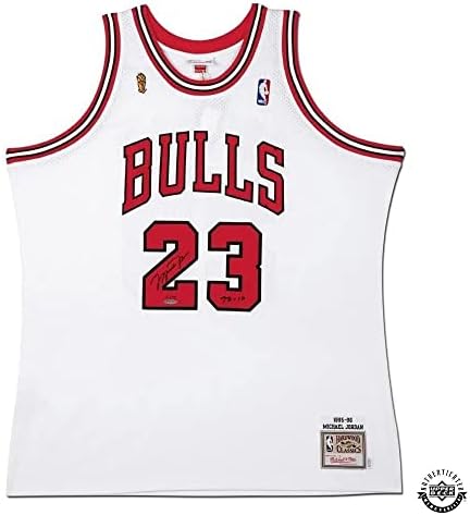 Michael Jordan Dedikált & Írva 1995-96 Fehér Chicago Bulls Hiteles Mitchell & Ness Jersey - Felső szint - Dedikált NBA Mezek