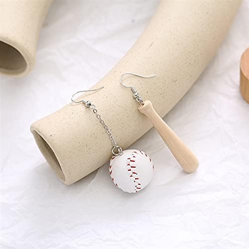Sport Játék Baseball Fülbevaló Aszimmetrikus 3D Labdát Softball Bat Fülbevaló Klip Nem-piercing Ékszer a Nők, Aranyos, Játékos,