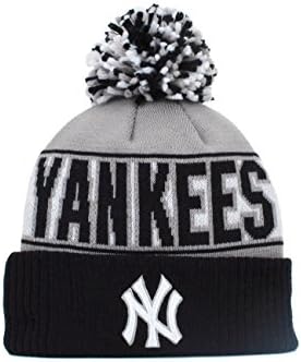 New York Yankees Képviselő Ur Csapat Mandzsetta Pom Knit Beanie Kalap/Sapka