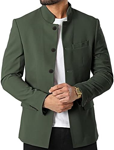 Férfi Alkalmi Kosztüm Blézer Kabát Állni, Mandarin Gallér Könnyű Bélelt Sport Kabátok Üzleti Kabátok