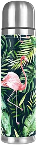 Kávés Bögre, Termosz, Kávés Bögre, Termosz Forró Italokat, Kávét Termoszban, trópusi flamingo madár levél növényi minta