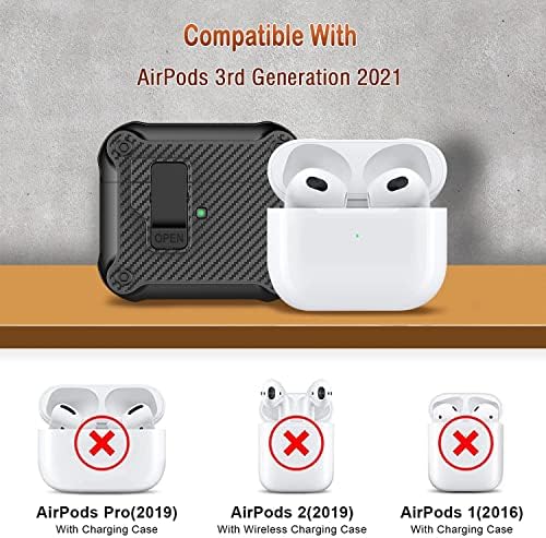 R-szórakoztató Airpods 3. Generációs Esetben Automatikus Biztonságos Zár Klip, Páncél Védő Nehéz TPU Esetben Fedezi az Apple
