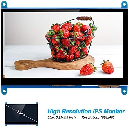 kuman 7 Hüvelykes Kapacitív Érintőképernyős TFT LCD Kijelző HDMI Modul 1024x600 a Raspberry Pi 3 2 Modell B-RPi 1 B+ BB Fekete