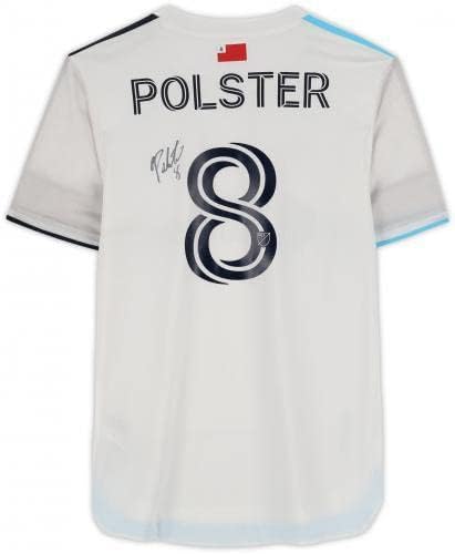 Keretes Matt Polster New England Revolution Dedikált Match-Használt 8 Fehér meze a 2022 MLS-Szezon - es Méret M - Dedikált