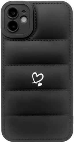 A Puffer tok iPhone 11 Trendi Csinos, Szép Fehér Szív - Észak-Pufi Kabát Touch & Vissza Arcát, Ütésálló Kamera Védő - Elegáns