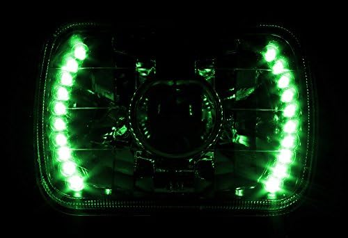 HK5 H6014 H6052 H6054 Csere 7X6 Fekete Ház Tiszta Lencse Zárt betétes Króm Reflektor LED Projektor Lámpa 2DB (Zöld)