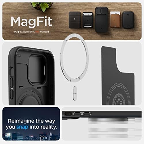 Spigen Optik Páncél (MagFit) Kompatibilis MagSafe Tervezett iPhone 14 Pro Esetben (2022) - Fekete
