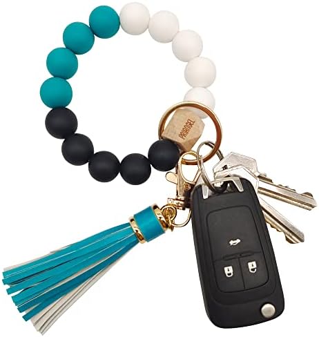 PRIANGEL Szilikon Kulcs Gyűrű Karkötő Női Gyöngyös Karóra Kulcstartó Házban kocsikulcsot, Gyűrű tartó Tassel