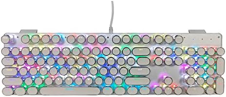 Mechanikus Gaming-Billentyűzet Írógép Stílus Igaz RGB Kék Háttérvilágítású Kapcsoló - Csapkodós, 108-Kulcs Retro Kerek Keycap