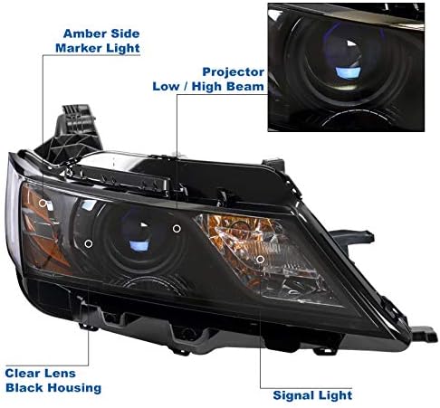 ZMAUTOPARTS Halogén Projektor Fényszórók Fekete w/6.25 Kék LED Világítás DRL Kompatibilis 2015-2019-es Chevy Impala