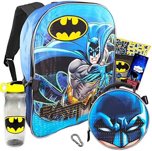 Nyomozó Bolt Batman Hátizsák, majd Ebéd Bag Fiúk, Lányok, Gyerekek ... 5 Pc Csomag 16 Batman Iskolai Hátizsák, Táska, uzsonnás