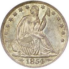 1854 Különböző Menta Jelek szabadság ülő fél dollár Fél Dollár jó vagy jobb